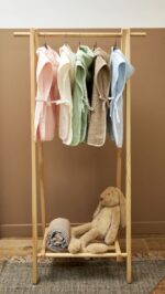 Badponcho badstof uni -soft green - 1-3 jaar - Afbeelding 2