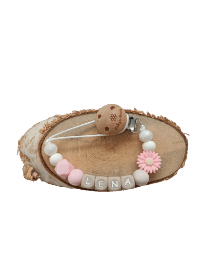 Speenkoord gepersonaliseerd - Roze/taupe